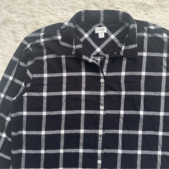 J. Crew Factory Top Flannel Shirt Button Down Long Sleeve Cotton Black White M - Picture 6 of 13